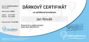 Dárkový voucher Balóny Olomouc